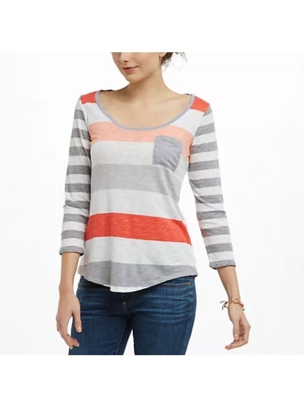 Anthropologie t.la Striped Pocket Tee SZ S